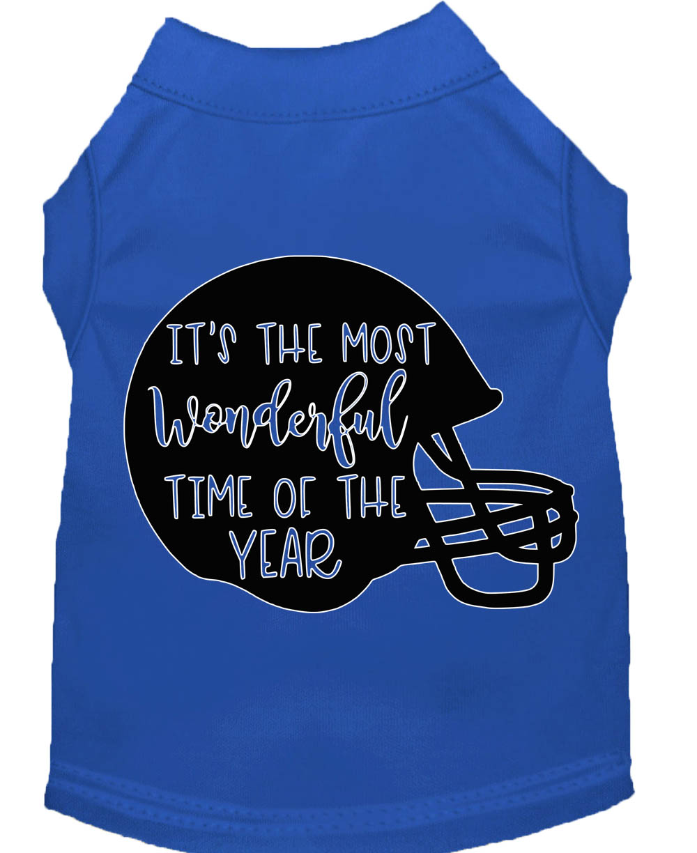 Most Wonderful Time of the Year (Football) Screen Print Dog Shirt Blue Sm